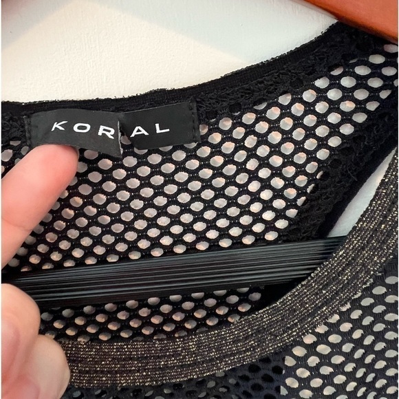 Koral Activewear Tank Top Black Mesh Netting Sleeveless Tank - Picture 3 of 12